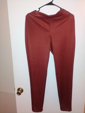 Women’s High-Waist Rust Polka Dot Pants